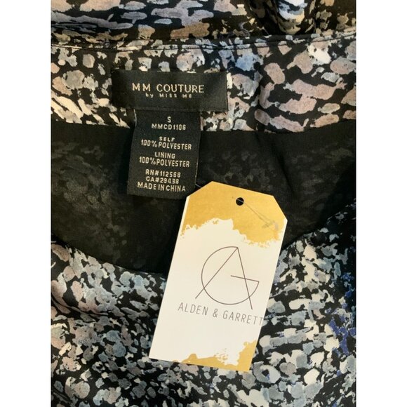 MM Couture Black & Gray Splatter Print Dress, Size Small - Picture 5 of 5